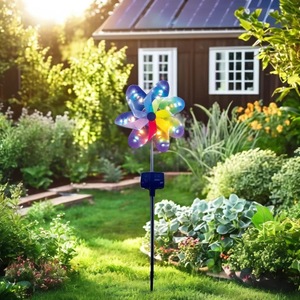 Plástico projetado Lawn Solar <span class=keywords><strong>Windmill</strong></span> luz jardim ornamento decoração levou luzes para exterior