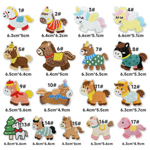 Patchs brodés : Animaux mignons, Animaux de l'année du Cheval, <span class=keywords><strong>Poulain</strong></span>, Patchs brodés auto-adhésifs en tissu pour vêtements, Patchs - Product Image 2