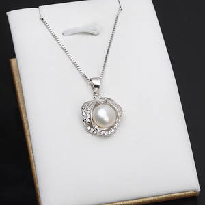 Pendentif en argent S925 avec pendentif en perle de 9-10 mm et chaîne de clavicule, accessoires de bricolage pour femmes, semi-finis, 640 pendentifs et breloques - Product Image 1