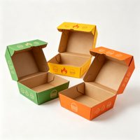 Boîtes à emporter pour hamburgers, étanches, avec impression de logo personnalisé, en papier kraft alimentaire, emballage alimentaire