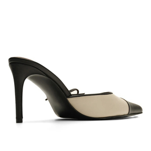 Sandales à nœud latéral pour femmes, grande taille 45, sexy, à talons aiguilles, bout pointu, style mules patchwork - Product Image 5