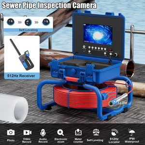 Caméra d'inspection de tuyaux 30m à double objectif 360° °   Caméra de contrôle de canalisation industrielle étanche et résistante à l'usure avec 8 LED réglables et rotatives - Product Image 1