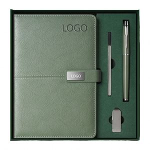 Agenda/Diario A5 2024 con Logotipo Personalizado, Set de Regalo Promocional con Bolígrafo, Cuero PU, Impresión Serigráfica - Product Image 1