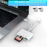 Lector de Tarjetas de Memoria OTG Inteligente 3 en 1 con Conectores Dobles USB Tipo C para Tarjetas SD y TF Color Blanco