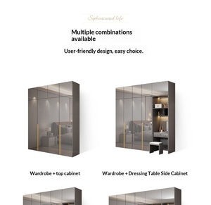 Armario <span class=keywords><strong>de</strong></span> Dormitorio <span class=keywords><strong>de</strong></span> Cinco o Seis Puertas, Diseño Minimalista <span class=keywords><strong>de</strong></span> Lujo Ligero, Madera Brillante, Pintura Ecológica - Product Image 6