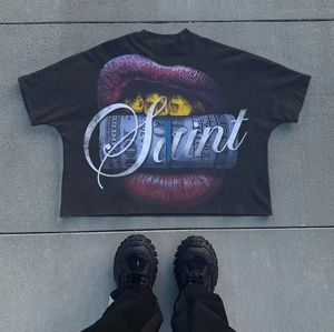 เสื้อยืดวินเทจทรงครอปของผู้ชายเสื้อยืดผ้าฝ้ายโอเวอร์ไซส์และใหญ่พิเศษโลโก้ตามสั่ง - Product Image 4