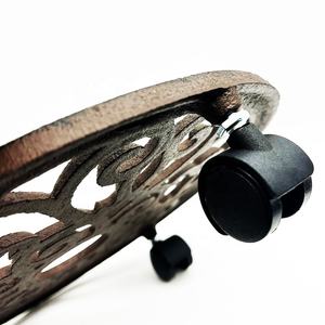 Soporte de Metal de hierro fundido rosa para plantas, maceta de cuatro ruedas para interior y <span class=keywords><strong>exterior</strong></span>, carrito de bandeja rodante, posavasos - Product Image 4