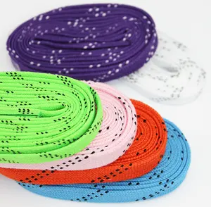 Wholesale OEM Packaging Flat Waxed Polyester Roller Ice Hockey Skate Shoe Laces Shoelaces