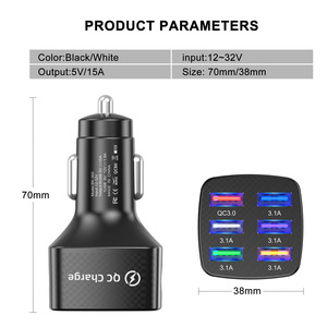<span class=keywords><strong>Jmax</strong></span> meilleures ventes 2022 chargeur de voiture 6 ports Usb 5v/3.1a chargeur de téléphone de voiture rapide QC3.0 chargeur de voiture USB Portable charge rapide - Product Image 4