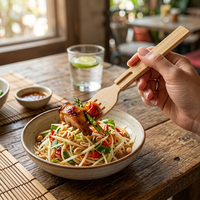 Fourchette en bambou créative et détachable, certifiée FSC, biodégradable, en deux parties, approuvée par la FDA pour les fêtes et la restauration