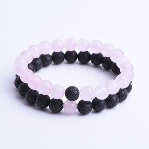 Healing Rose Quartz and Lava Stone Beads <strong>Couple</strong> Distance <strong>Bracelet</strong> His Hers Long Distance Relationship <strong>Bracelet</strong> love <strong>Touch</strong> - Product Image 3