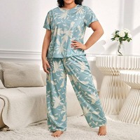 Vêtements décontractés pour femmes, vêtements de maison transfrontaliers, taille plus, pull à manches courtes, pantalon avec taille élastique, style simple d'automne