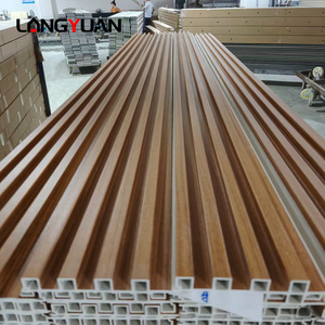 Panel de pared WPC estriado moderno para interiores y exteriores, tablero de listones de PVC, rejilla de madera, plástico, compuesto, decoración de fondo de <span class=keywords><strong>TV</strong></span> - Product Image 6