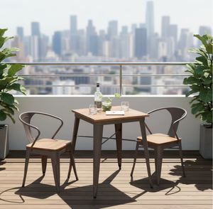 Conjunto de Comedor para Patio de Estilo Industrial Moderno 2026, Muebles de Bistró de Madera Sólida Resistentes a <span class=keywords><strong>la</strong></span> Intemperie para <span class=keywords><strong>Terraza</strong></span> de <span class=keywords><strong>Restaurante</strong></span> - Product Image 3