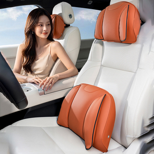 Kit universel d'<span class=keywords><strong>appui</strong></span>-tête et de <span class=keywords><strong>coussin</strong></span> de soutien lombaire en cuir Nappa perforé pour voiture, adapté aux modèles <span class=keywords><strong>BMW</strong></span>, Toyota, Honda, Ford - Product Image 1
