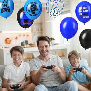Ballons de fête sur le <span class=keywords><strong>thème</strong></span> des <span class=keywords><strong>jeux</strong></span> <span class=keywords><strong>vidéo</strong></span>, bleus et noirs, confettis, ballons imprimés sur le <span class=keywords><strong>thème</strong></span> des <span class=keywords><strong>jeux</strong></span>, décorations, ballons en latex pour <span class=keywords><strong>jeux</strong></span>, fournitures de fête - Product Image 5