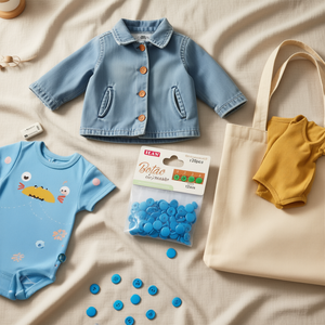 Bottoni a pressione in plastica Ilan 12mm blu cielo 20 pezzi per abbigliamento - Product Image 3