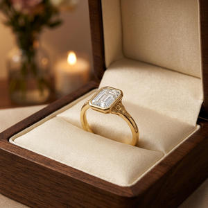 Nouvelle bague de luxe légère pour homme en or jaune 10k/14k/18k, sertie d'un diamant de laboratoire taille émeraude, certifiée IGI, haute qualité, pour l'export. - Product Image 3