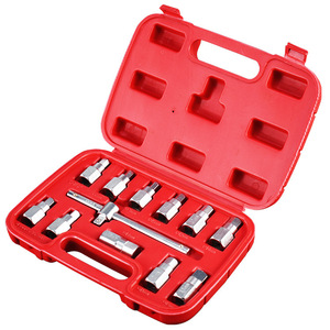 Lot <span class=keywords><strong>de</strong></span> 12 clés à boulons <span class=keywords><strong>de</strong></span> <span class=keywords><strong>vidange</strong></span> d'huile pour transmission, outils hexagonaux à filetage carré, pour réparation automobile, avec mallette rigide - Product Image 1