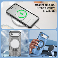 Coque de téléphone portable pour iPhone 17 Air, luxe, antichoc, transparente, avec recharge sans fil, anneau magnétique, protection robuste, coque arrière