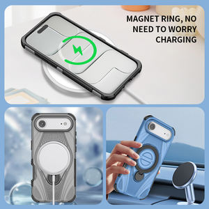 Coque de téléphone portable pour iPhone 17 Air, luxe, antichoc, transparente, avec recharge sans fil, anneau magnétique, protection robuste, coque arrière - Product Image 5