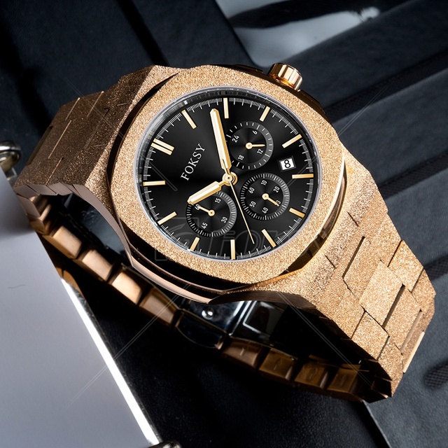 Stainless Steel Waterproof Custom Logo Fashion High Quality Private Label Luxury Star Dust Men Frosted Quartz Watch for Men