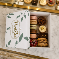 Boîte à pâtisserie en carton d'art premium avec couvercle, estampage à chaud, finition mate, logo personnalisé, plateau de service, cadeau de pâtisserie