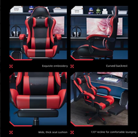 Fauteuil de Gaming Inclinable en Cuir PU, Chaise de Bureau Ergonomique à Domicile, Caractéristiques Réglables, Squelette en Bois, Pivotant et à Roulettes, pour un Confort Optimal