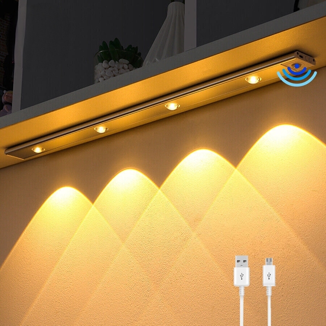 Ultra Thin Dimming Magnetic Usb Rechargeable Wireless Induction Led Under Cabinet Lights With Motion Sensor for Kitchen Home