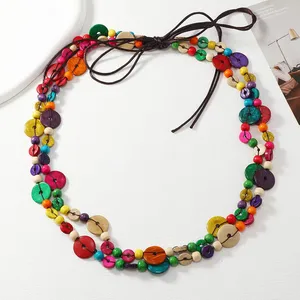 Bohemian Wood Belt Geometric Statement Colorful Wooden Beads Coconut Handmade Waist Belly Chain Antique Fashion Women Jewelry