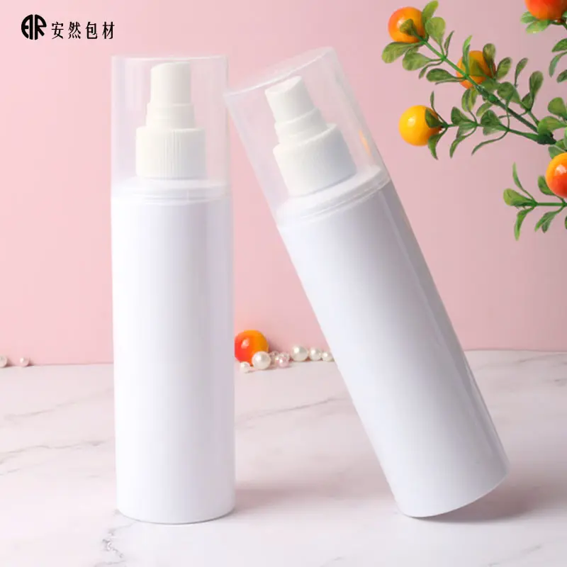 Customized 250ml Cosmetic Body Fragnence Mist Cap Spray Bottle atomizer PET plastic spray round bottle for cleaning solutions