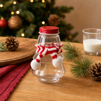 Bouteille en plastique PET en forme de sapin de Noël, jetable, pour jus, thé au lait, biscuits, bonbons, collations, pot de rangement, contenant décoratif pour fête