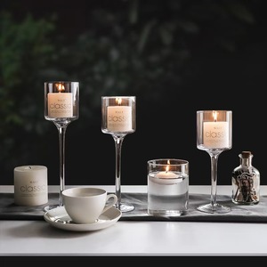 Portacandele in Vetro Trasparente Alto POSISION per Cena a Lume di Candela, Ornamenti, Contenitore per Candele Aromaterapiche, Portacandele <span class=keywords><strong>Natalizio</strong></span> - Product Image 5