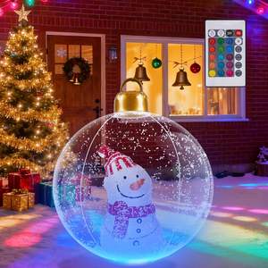 Décoration de Noël Gonflable LED Bonhomme de Neige Facile à Installer, Lumière en Forme de Boule, Matériau PVC Blanc, Léger et Pliable - Product Image 2