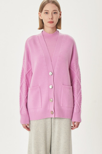 <strong>Cable</strong> Button Cashmere <strong>Cardigan</strong> Sweater Coat <strong>Women</strong> V-neck <strong>Cardigan</strong> Fashion Design - Product Image 2