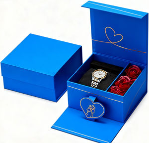 Caja de Embalaje de Reloj de Pulsera de Lujo Personalizada, Exquisito Juego de Caja de Regalo para Regalos Sorpresa para Enamorados en el Día de San Valentín con Reloj, Rosas, Corazón - Product Image 4