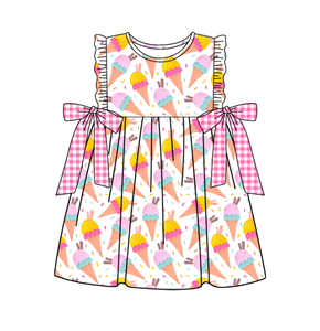 Conjuntos de Shorts Casuales Personalizados de Algodón y Spandex para Primavera/Otoño, Transpirables, con Estampado, para Niñas Pequeñas, con Volantes y Lazos - Product Image 2