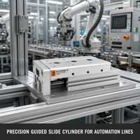 Cylindre pneumatique compact de précision à double action guidé, alésage 6 8 12 16 20 25 mm pour équipement d'automatisation