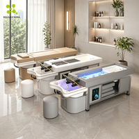 Table de massage professionnelle pour salon de coiffure, lit de lavage, spa, thérapie aquatique chauffante, pédicure, structure en acier inoxydable, cuir PU