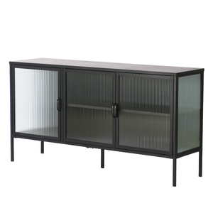 Mueble de Metal y Vidrio para el Hogar, Vitrina de Vidrio Ondulado de 2 Puertas, Mueble de Almacenamiento de Libros, Vitrina para Exhibición de Vino - Product Image 3