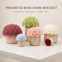 Travertijn basis geconserveerd bloemenkoepelboeket, multicolor Valentijnsdag cadeau voor thuisdecoratie
