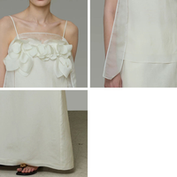 Robe longue en mousseline de soie blanche à fleurs 3D, camisole personnalisée OEM ODM, robe de mariée