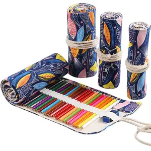 Bview Art 24 Slots Empty Colored Pencil Wrap Roll Holder Organizer Holder Colored Pen Paint Brush Storage Pouch