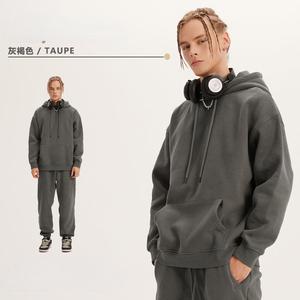 Người đàn ông của bông trùm đầu Áo mùa thu và mùa đông hoodie rắn thời trang phù hợp với in kỹ thuật số lỏng quá khổ dạo phố Áo Hoodie - Product Image 2