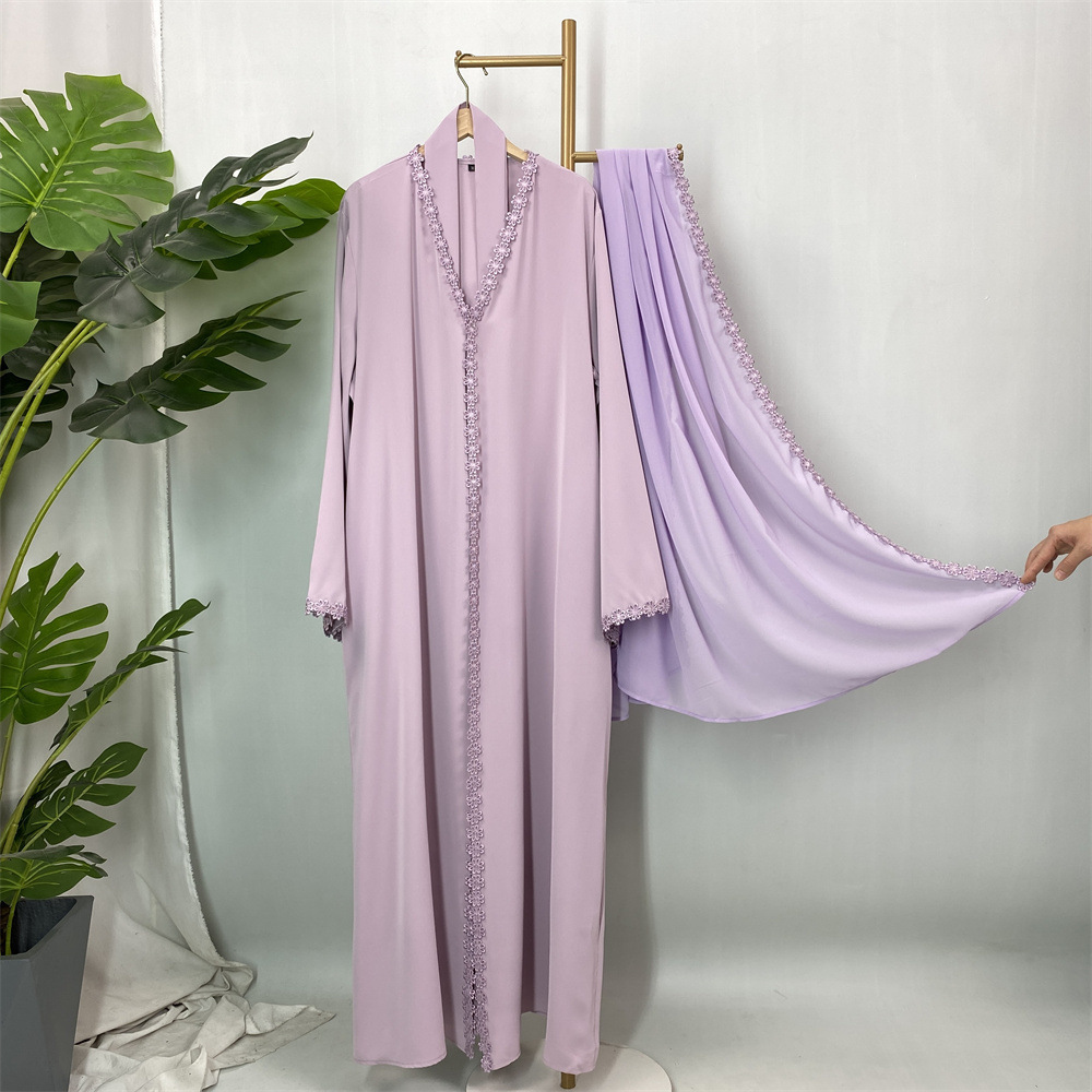 abaya + hijab violet clair
