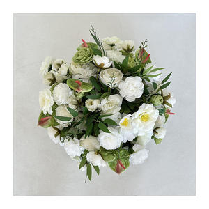 Large Luxury White Silk Rose Green Anthurium Flower Ball <b>Artificial</b> Floral Arrangement Christmas Halloween Graduation Decorative - Product Image 2