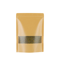 Sachet d'emballage Doypack en papier kraft brun résistant avec fermeture éclair et fenêtre, idéal pour biscuits, sucre et aliments pour animaux de compagnie (impression héliogravure/numérique)