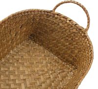 Paniers de rangement multifonctionnels en jonc de mer tressé, écologiques, avec poignées, empilables, ovales, lot de 3 (Grand+Moyen+Petit)