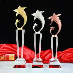 Grace Custom Modern Design Rising Star Crystal Trophy Creative Painting and Sandblasting Technique