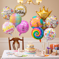 Joyeux Anniversaire - Ballon Rond en Aluminium de 18 Pouces - Décoration de Fête - Fournitures pour Enfants - Vente en Gros - Cadeau Gonflable Nouveauté - Célébration